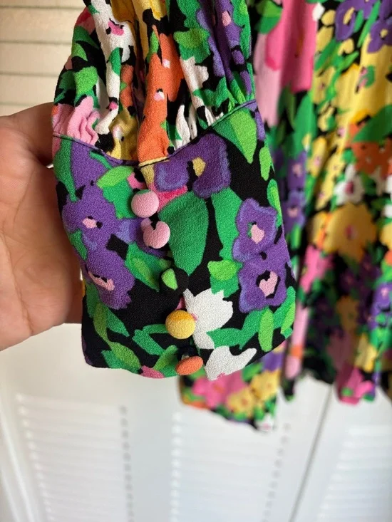 AFRM Floral Cut-Out Mini Dress Open Back Long Sleeve Size S Spring Summer - Picture 5 of 13